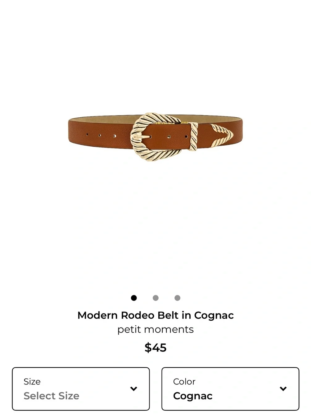 | Revolve | Leather Belt with Gold Rope Buckle - Black and Cognac